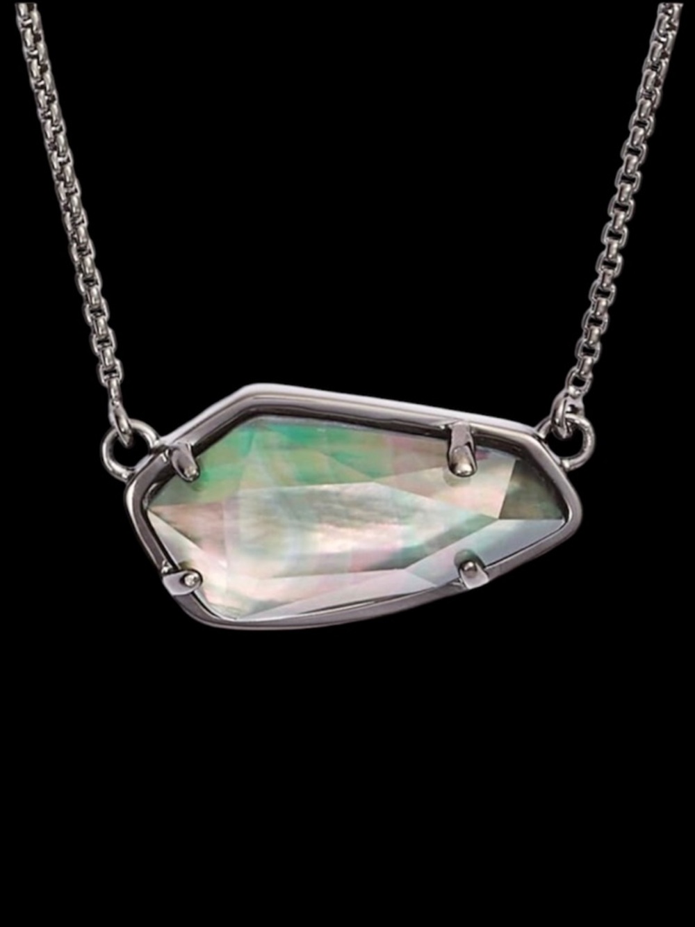 Kendra Scott Cami Silver Pendant Necklace in
Black Mother of Pearl